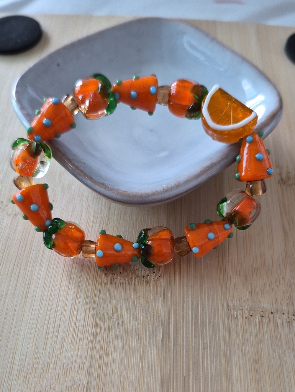 Orange Fruit Bead Bracelet